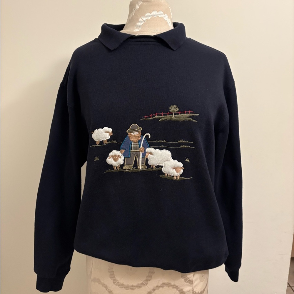Vintage Sheep Embroidered Sweatshirt